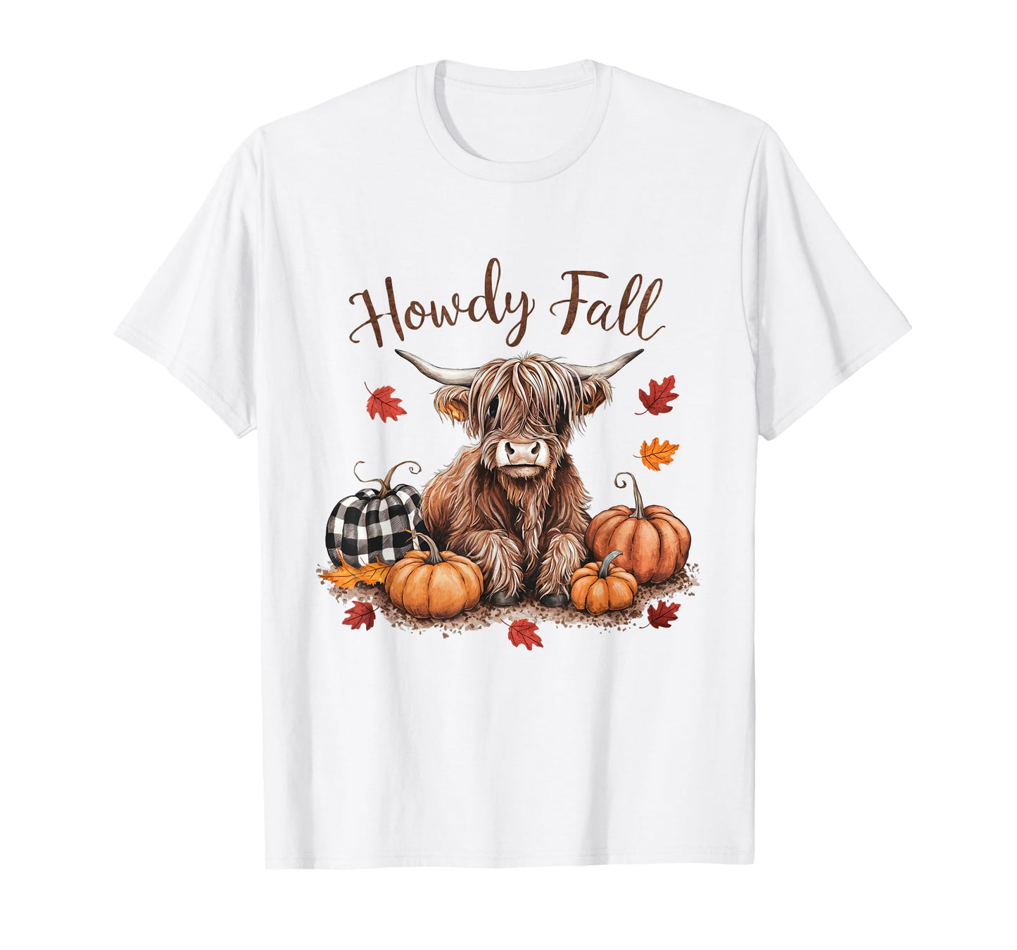Howdy Fall Highland Cow Happy Thanksgiving Autumn Vibes Fall T-Shirt