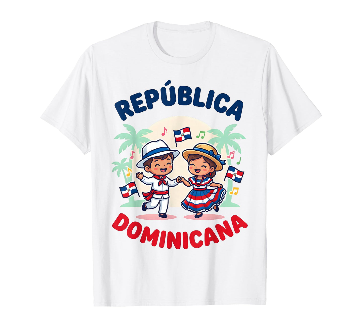 Cute Dominican Kids Dancing in Traditional Outfit Flag T-Shirt