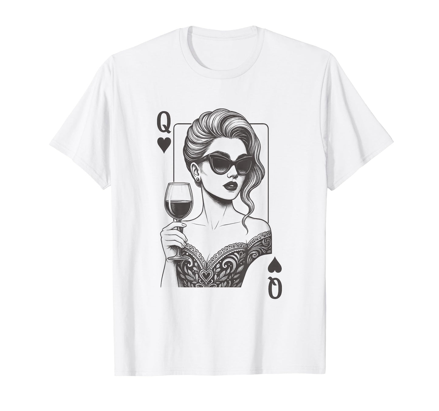 Queen of Hearts Playing Card Deck Women Vintage T-Shirt