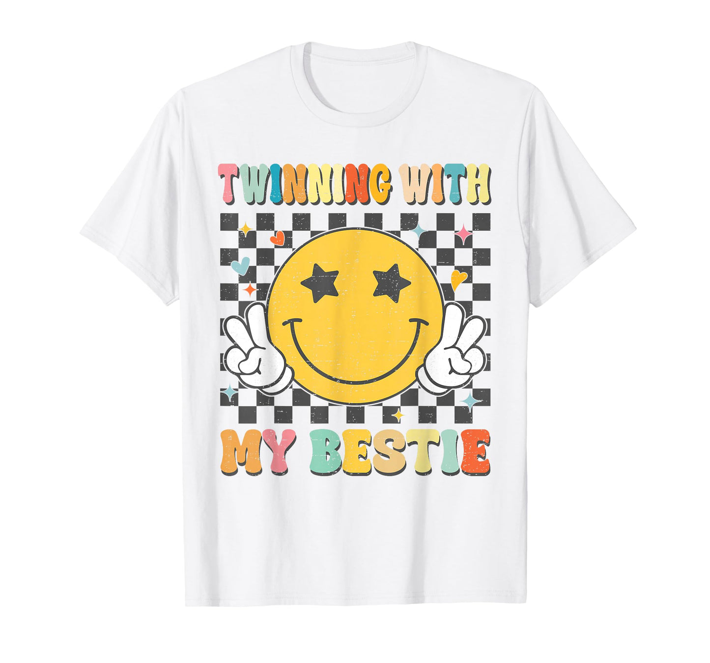 Retro Groovy Twinning With My Bestie Girls Friends Matching T-Shirt