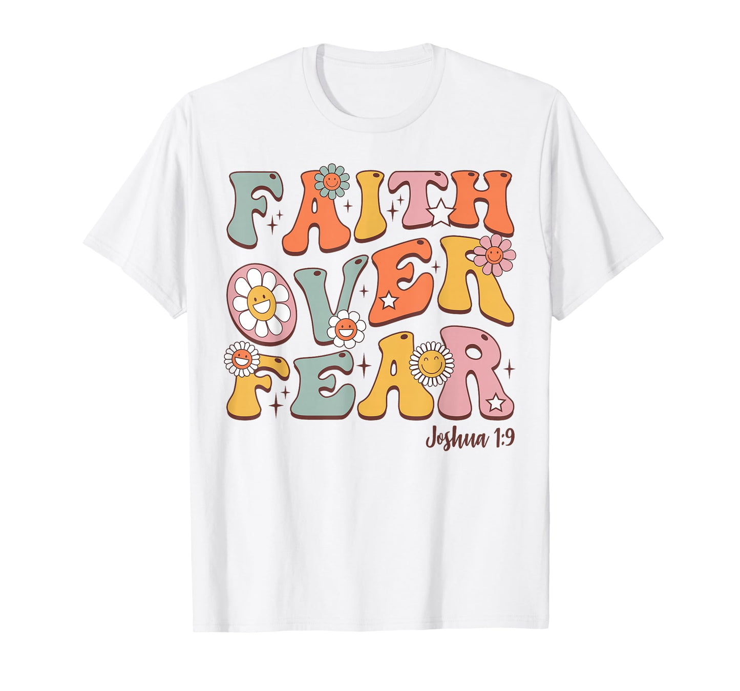 Christian-Shirt Girls Faith Over Fear Cute Jesus Kids Youth T-Shirt