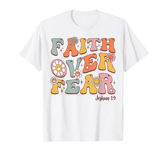 Christian-Shirt Girls Faith Over Fear Cute Jesus Kids Youth T-Shirt