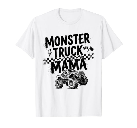 Monster Truck Mama Checkered Mothers Day Mom Birthday Women T-Shirt