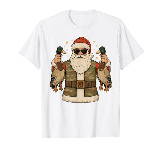 Santa Hold Mallard Duck Hunting Christmas Pajama Toddler Boy T-Shirt