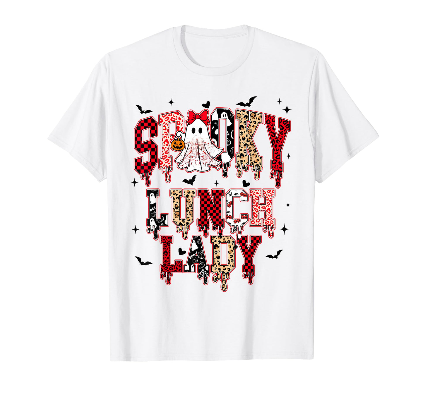 Funny Halloween Spooky Ghost Costume Lunch Lady Retro T-Shirt