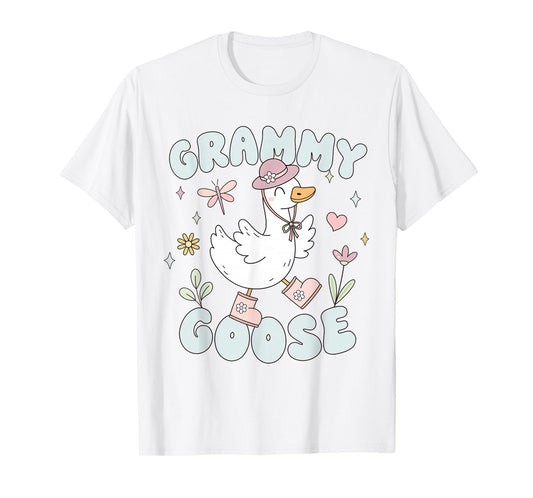 Retro Grammy Goose Cute Silly Goose Grandma Boho Floral T-Shirt