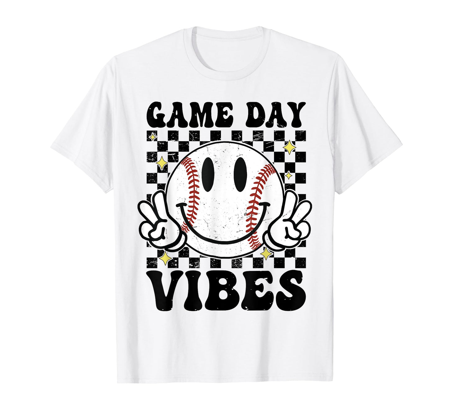 Game Day Vibes Smile Face Baseball Mama Baseball Girl T-Shirt