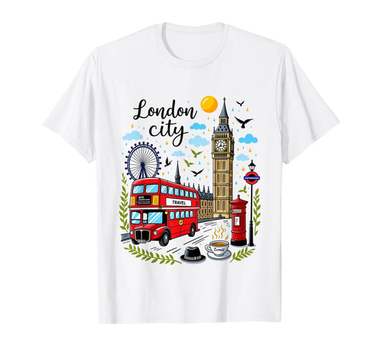 London City England Souvenir Iconic Landmarks UK Travel T-Shirt