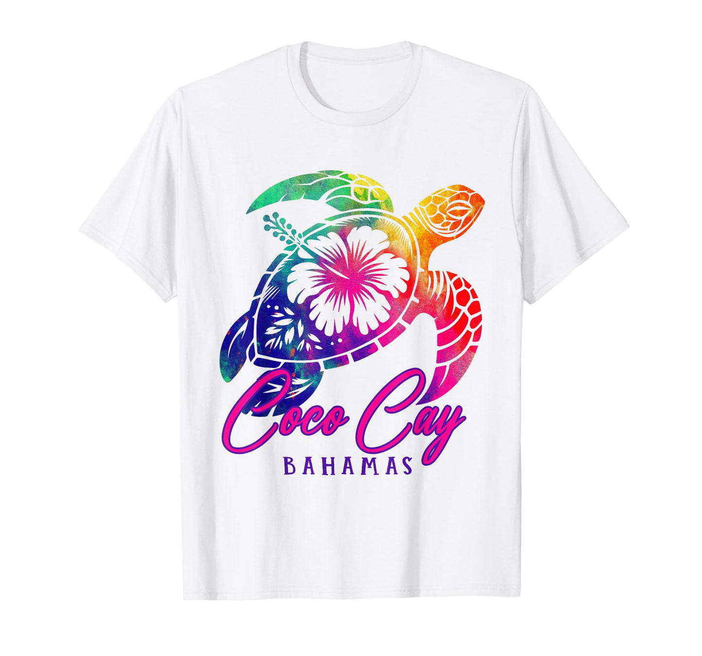 Coco Cay Tie Dye Sea Turtle Hibiscus Bahamas Vacation 2025 T-Shirt