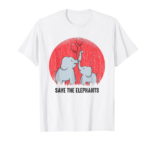 Save The Elephants Funny Elephant Lover Boys Girls Graphic T-Shirt