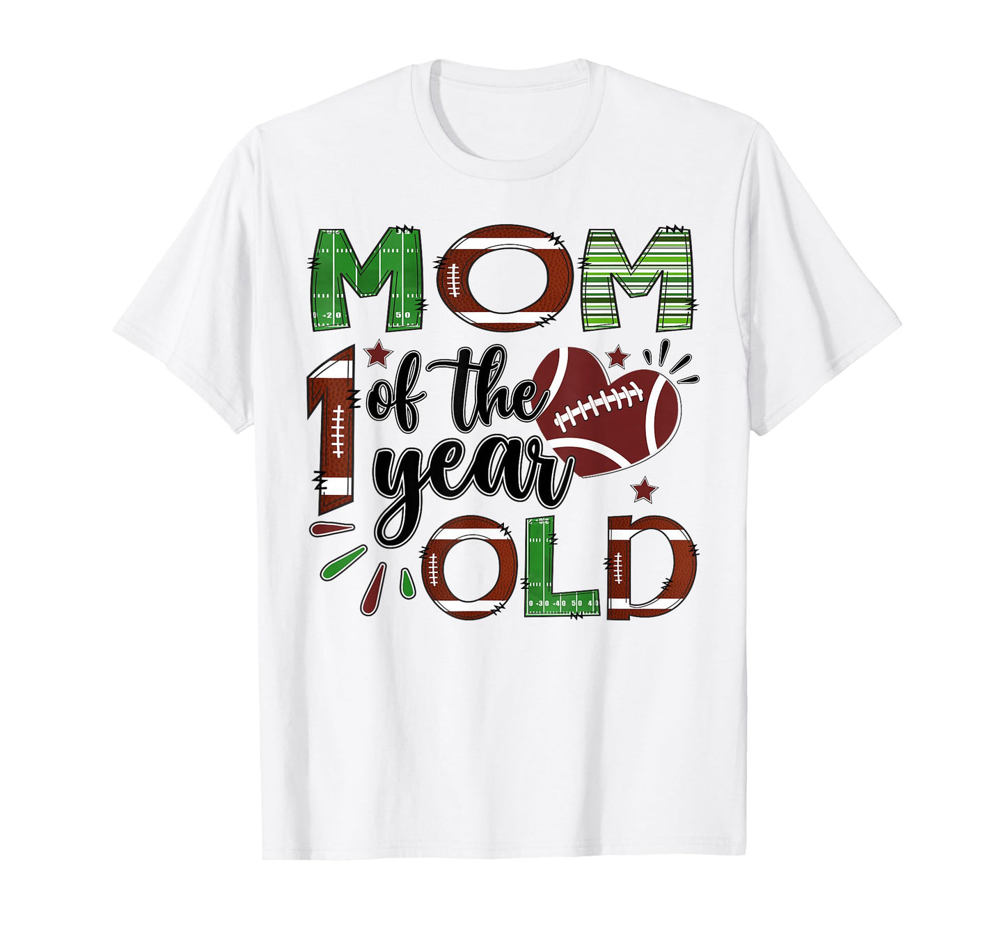 Mom of The 1 Year Old Football 1st Birthday Boy Matching T-Shirt