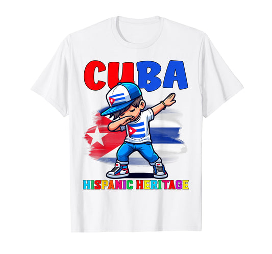 Cuba Dabbing Kid Hispanic Heritage Celebration for Kids T-Shirt