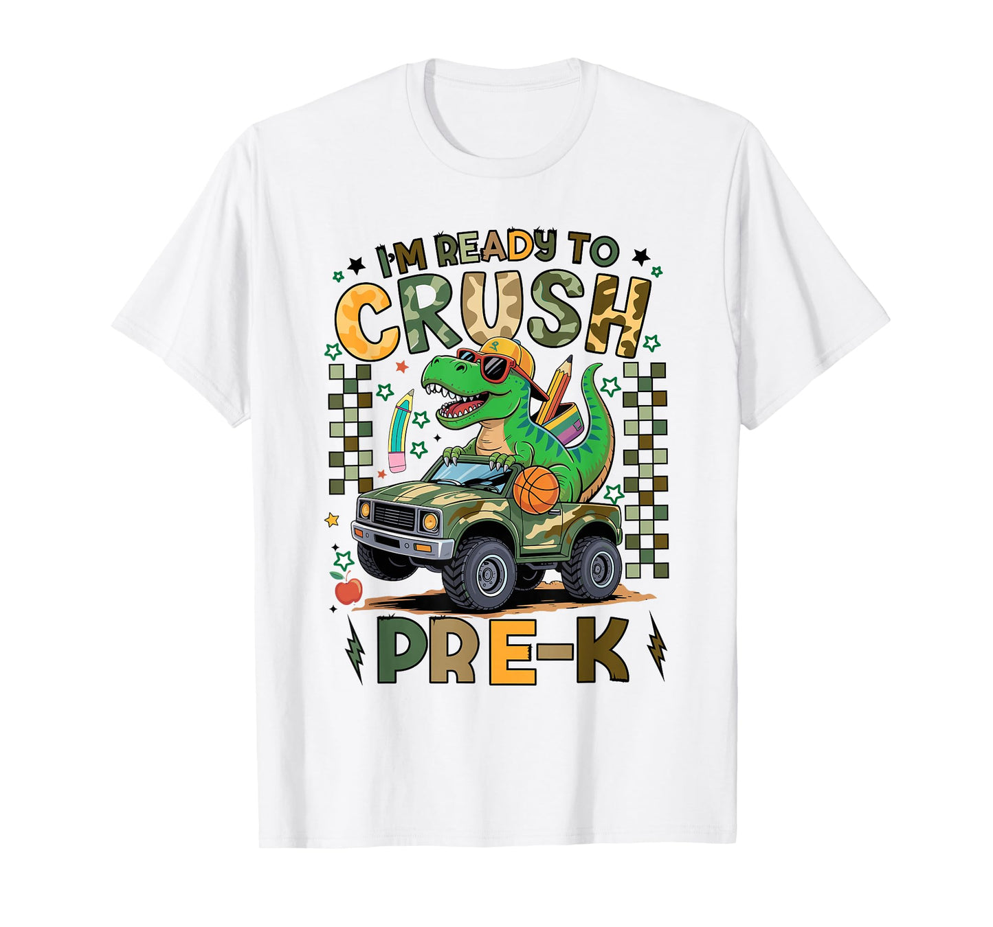Back to School Kids Boys I’m Ready to Crush Pre-k T-Rex T-Shirt