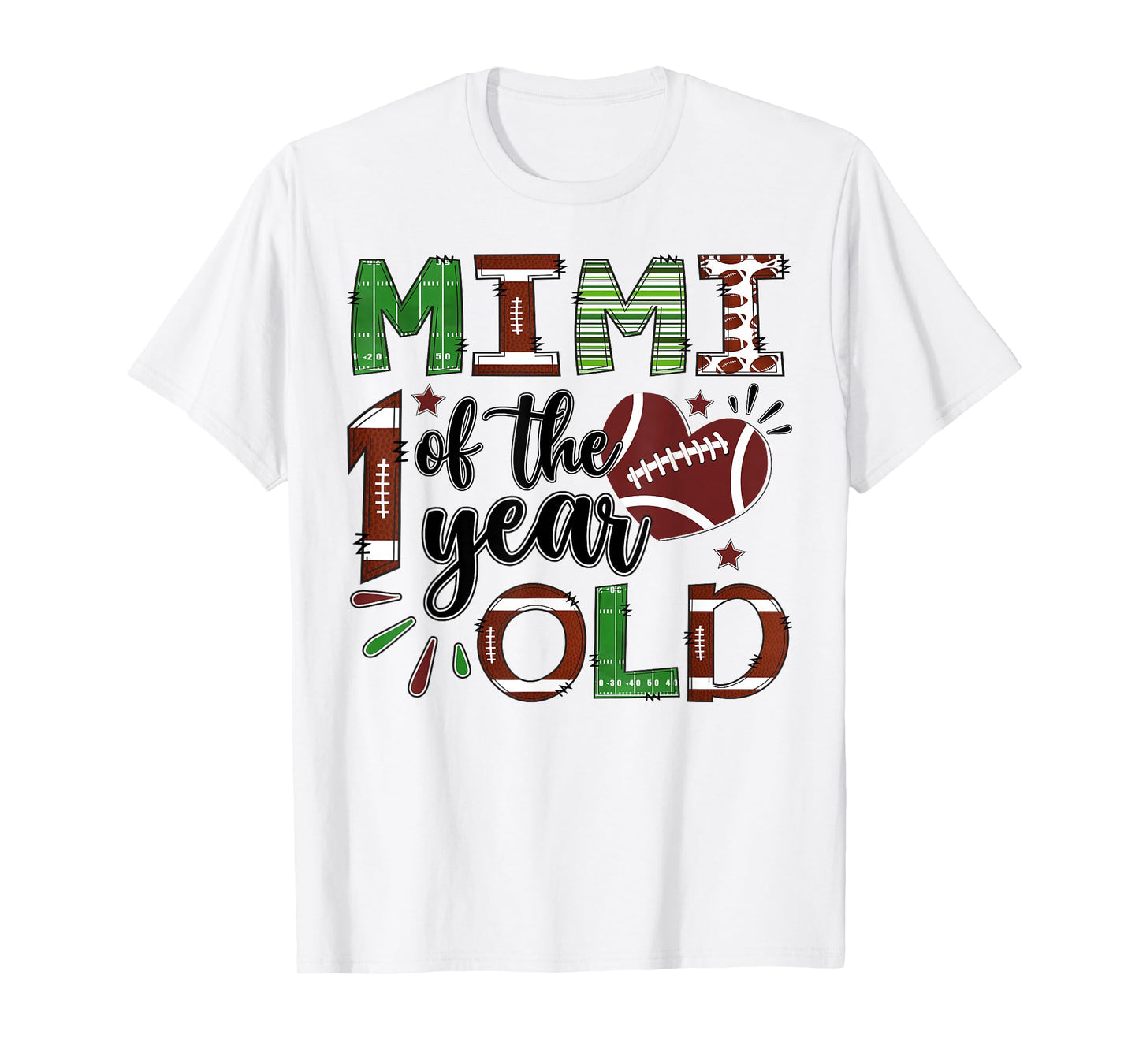 Mimi of The 1 Year Old Football 1st Birthday Boy Matching T-Shirt