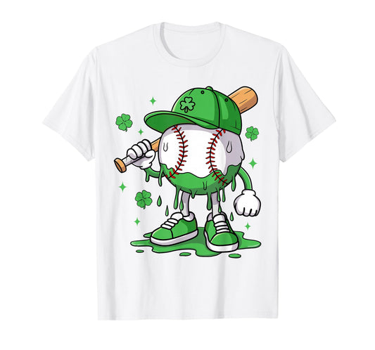Boys Happy St Patricks Day Kids Baseball Ice Cream Drip T-Shirt
