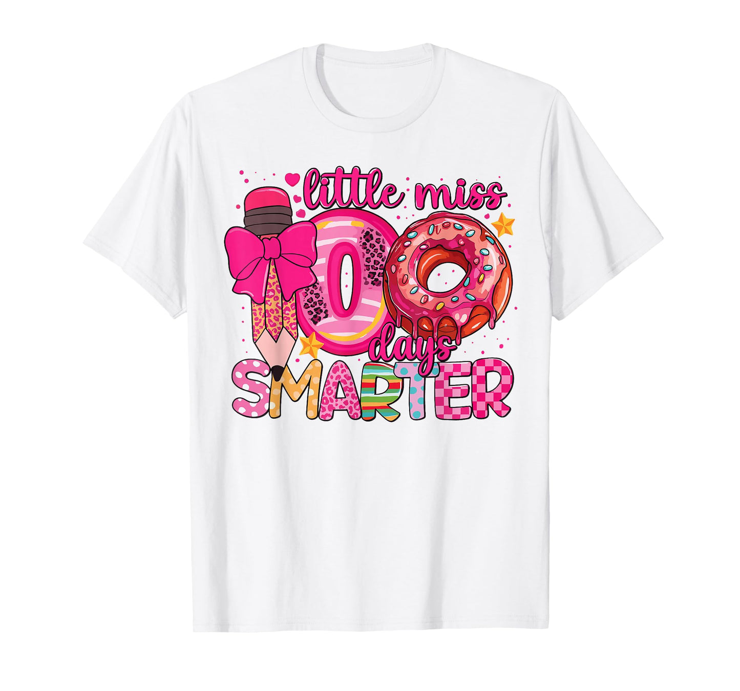 Little Miss 100 Days Smarter Girls Kids 100th Day of School T-Shirt