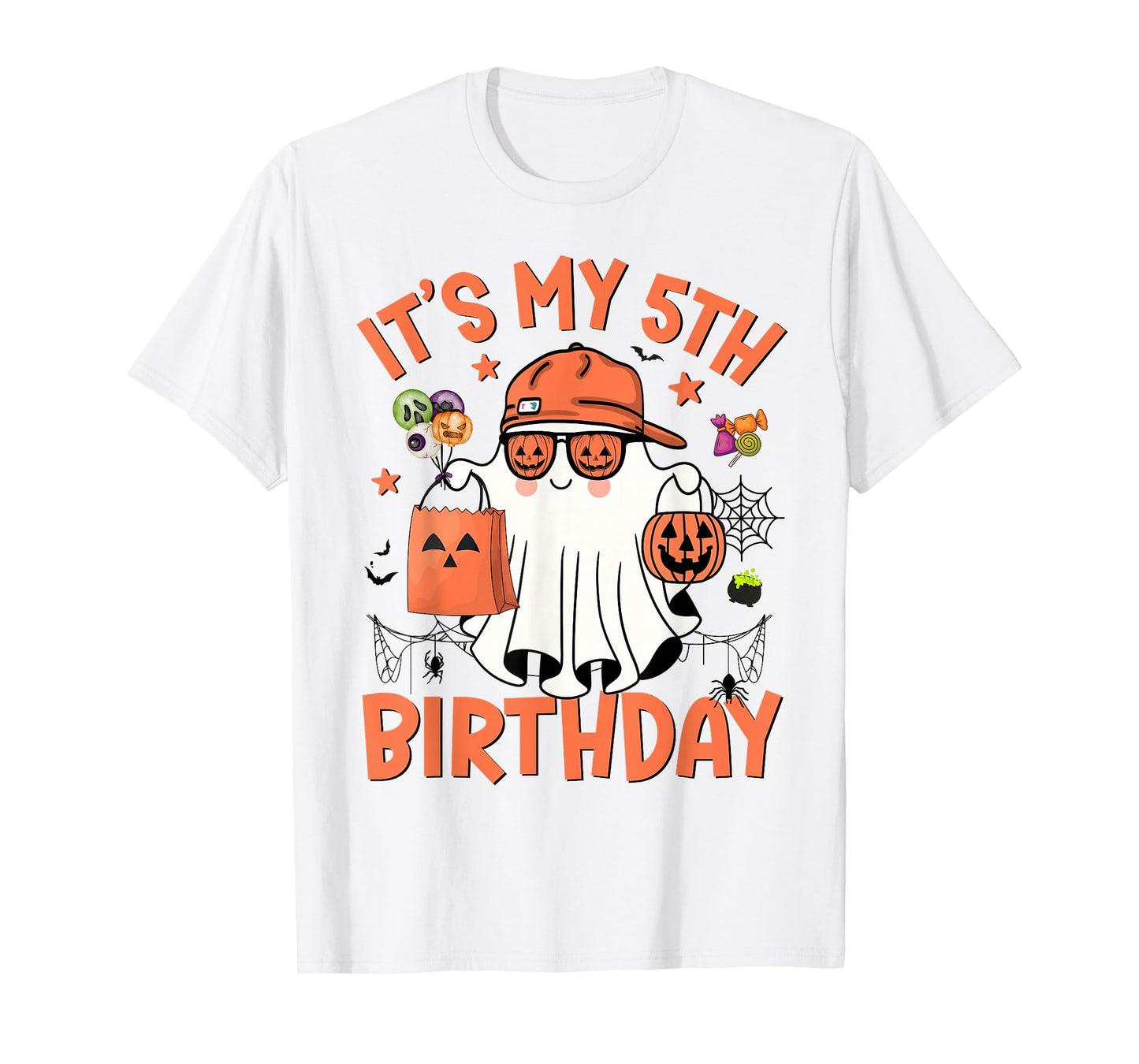 It's My 5th Birthday Funny Halloween Ghost Boo 5th Bday Boys T-Shirt