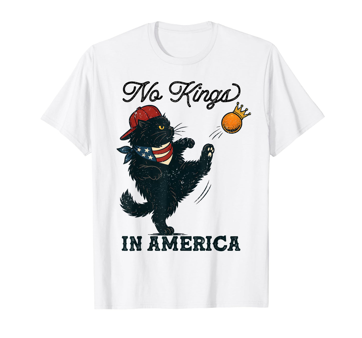 Black Cat No Kings In America, Vintage Cats Against Trump T-Shirt