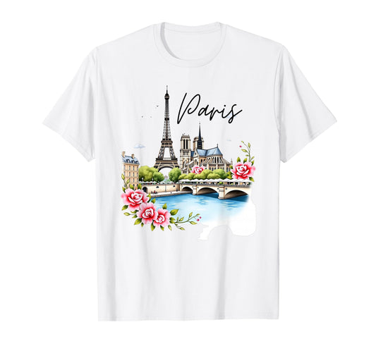 Vibrant Paris, France Watercolor Souvenir T-Shirt