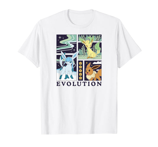 Pokémon - Eevee Glaceon Leafeon Evolution Ice Grass Normal T-Shirt