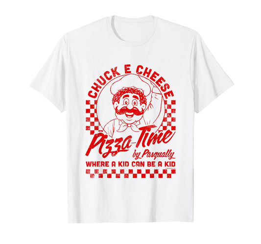 Chuck E. Cheese Pizza Time By Pasqually Vintage Chest Logo T-Shirt