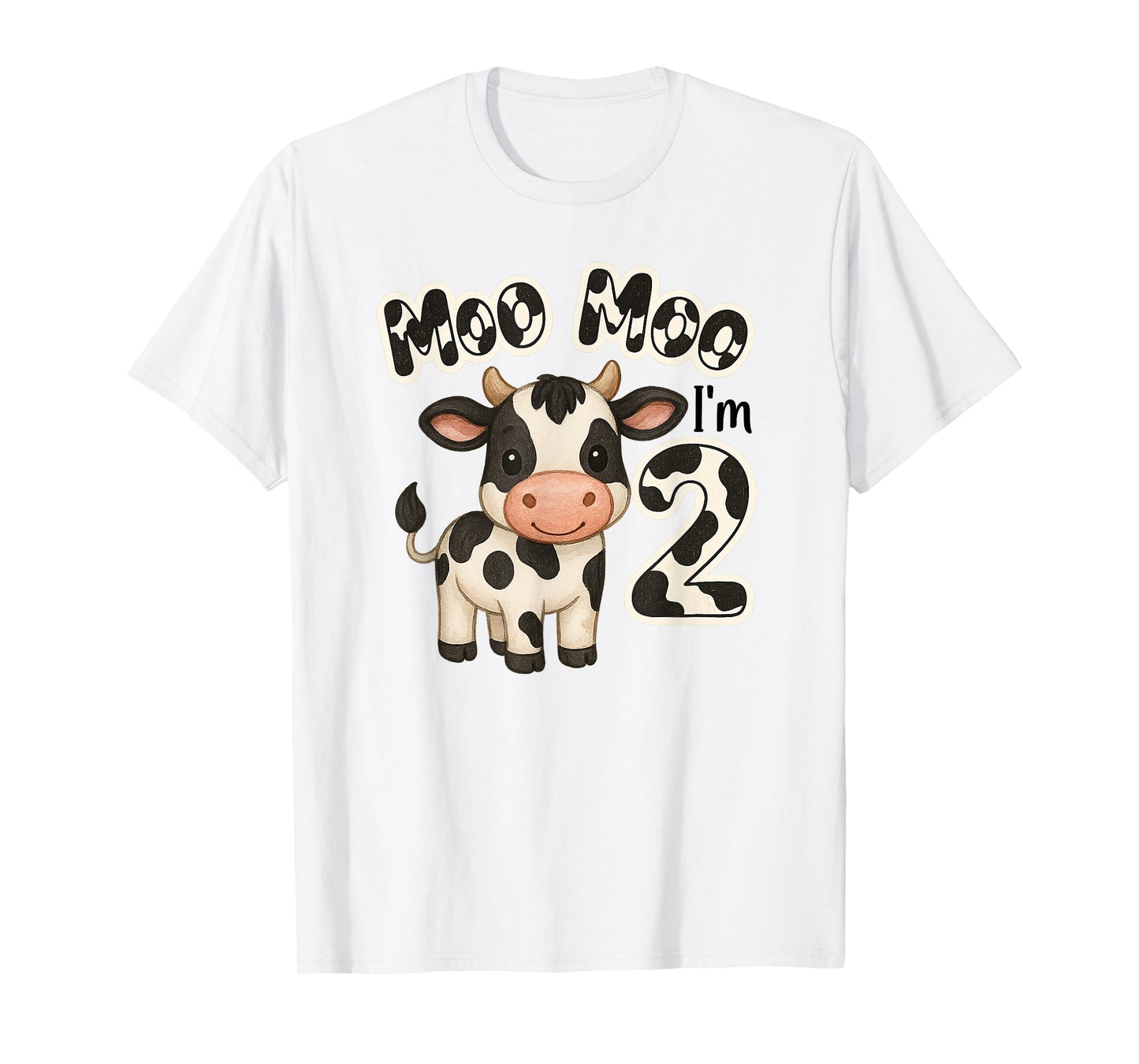 Moo Moo I'm Two 2nd Birthday Funny Cute Cow Sounds Toddler T-Shirt