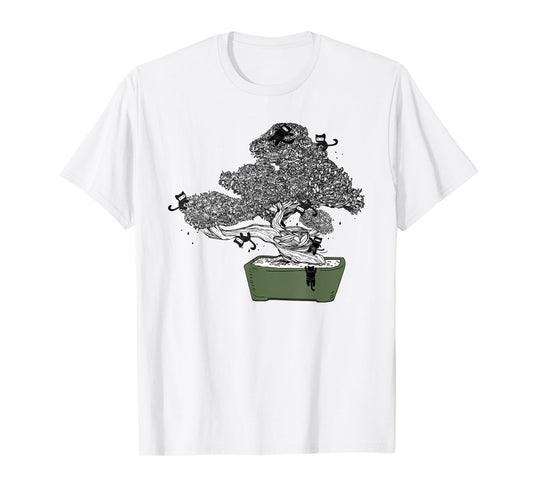 Ninja Kitty Cats Bonsai Tree Japanese Buddhist Zen Shirt T-Shirt