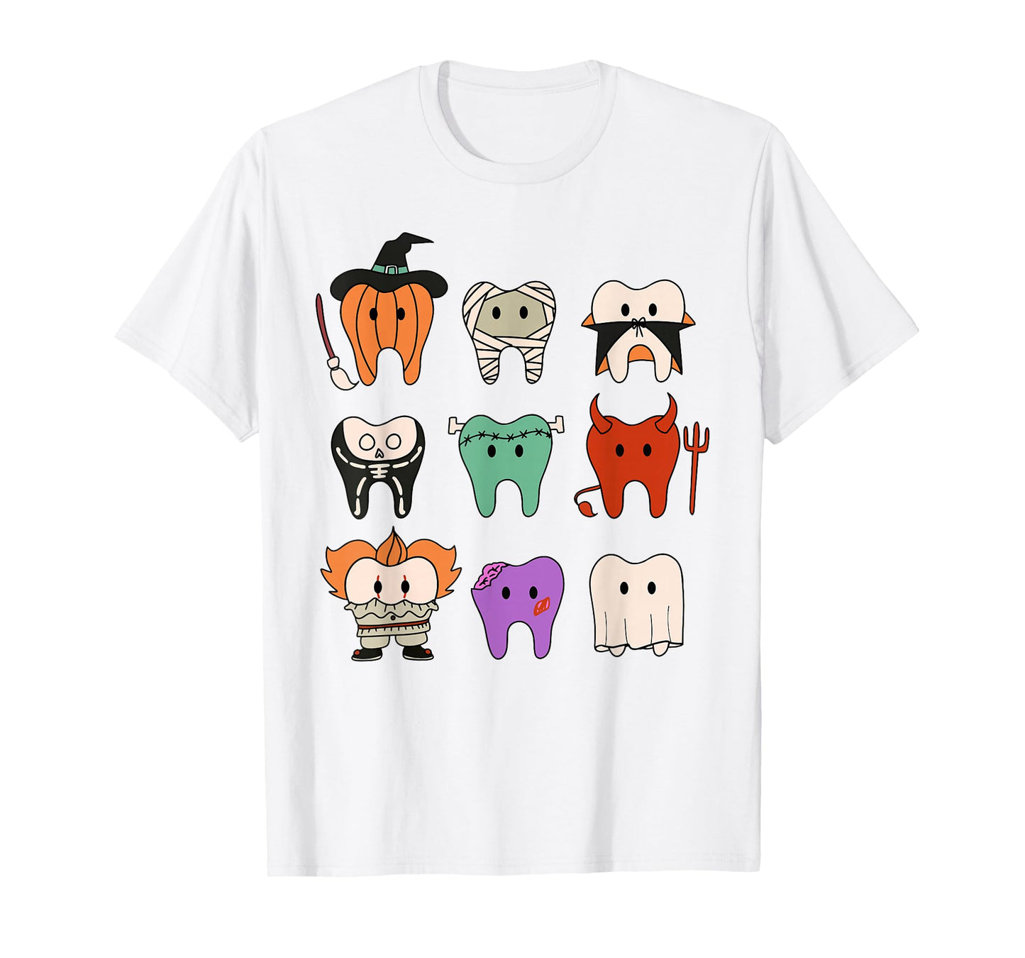 Happy Halloween Teeth Dental Pediatric Dentist Spooky Season T-Shirt