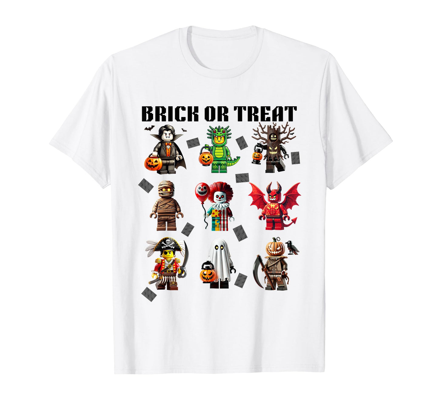 Building Bricks Halloween Brick Or Treat Costume Monsters T-Shirt