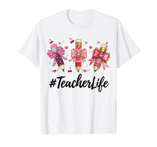 Teacher Valentine Coquette Bow Teacher Valentines Day T-Shirt