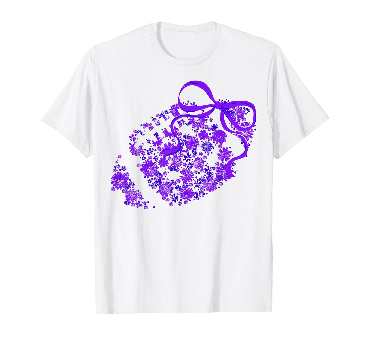 Floral Football Game Day Girly Coquette Team Spirit Purple T-Shirt
