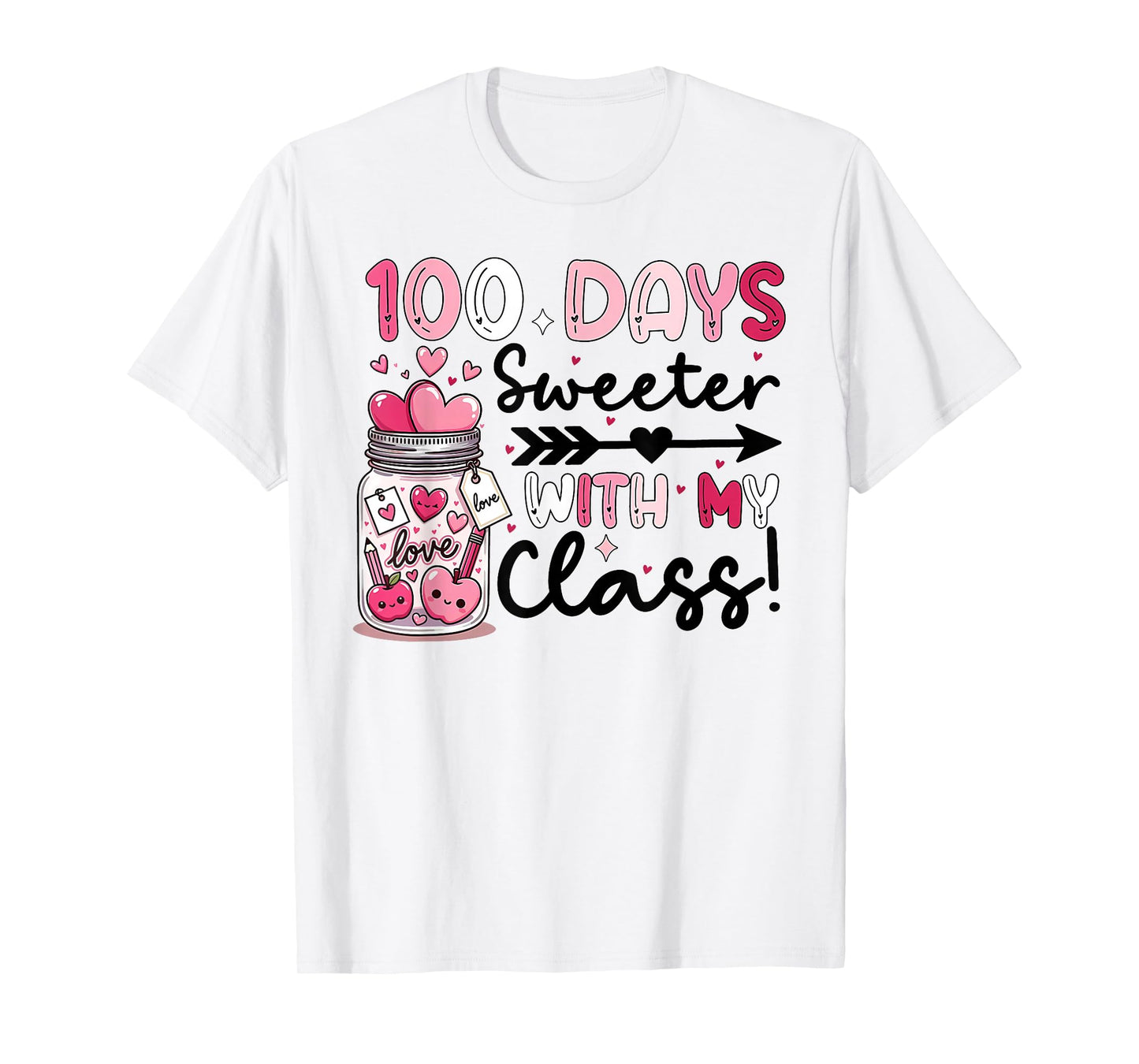 100 Days Sweeter for Teachers Students Girls Women 100th Day T-Shirt