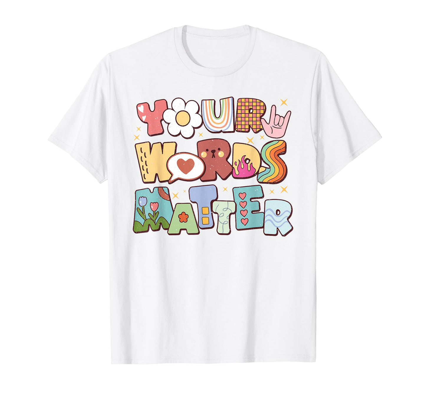 Retro Your Words Matter SPED Special Education Teacher Kids T-Shirt