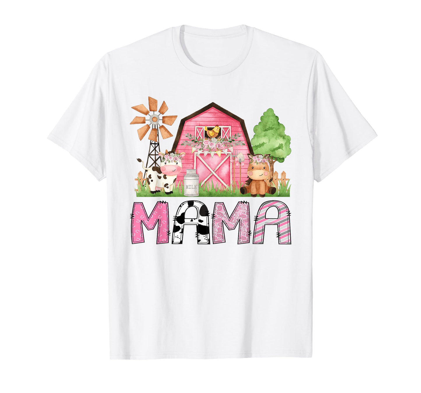 Mama Pink Farm Animal Birthday Kids Matching Family T-Shirt