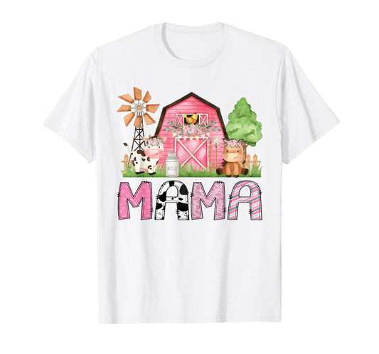 Mama Pink Farm Animal Birthday Kids Matching Family T-Shirt