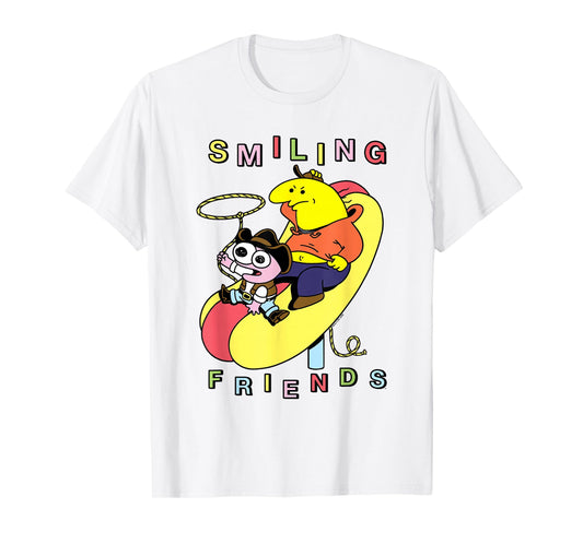 Smiling Friends Hot Dog Rodeo Western Funny Cartoon T-Shirt