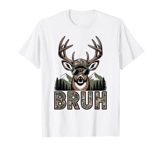 Bruh Camo Deer Hunting Camouflage Elk Buck Funny Youth Boys T-Shirt