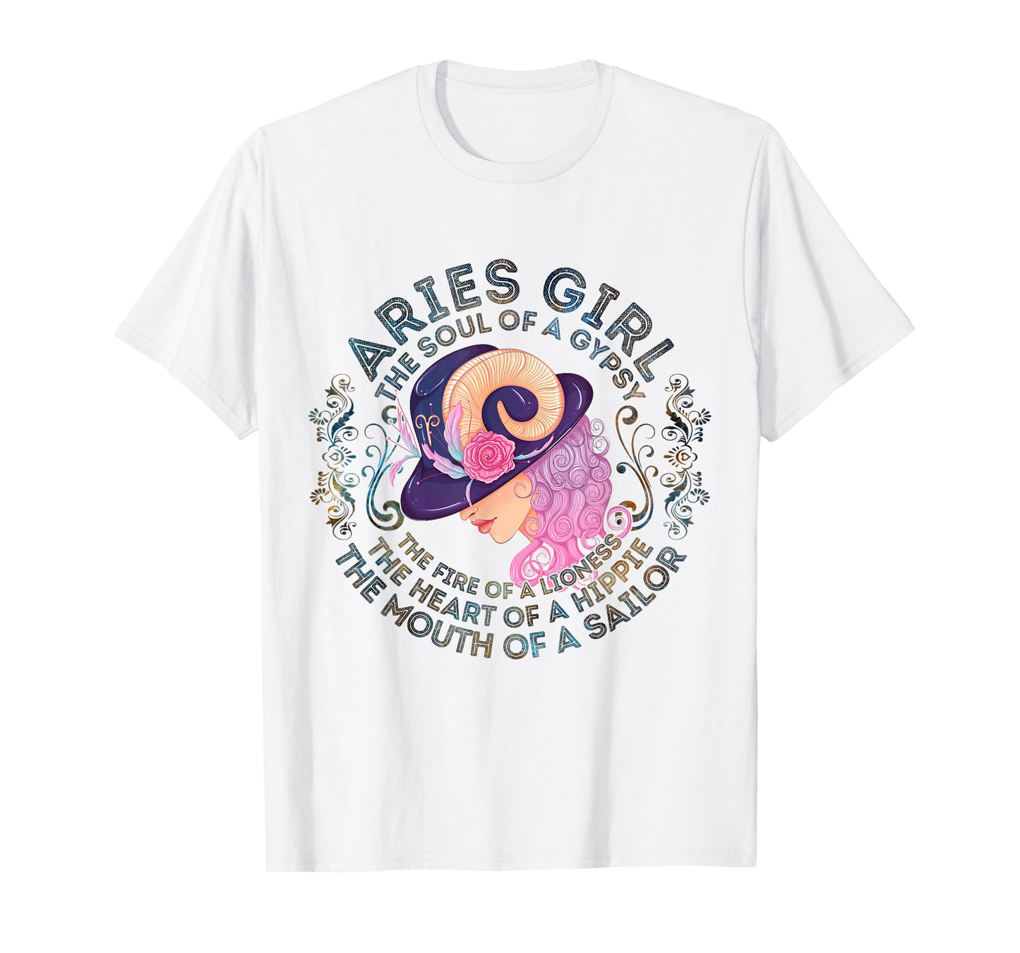 Aries Girl The Soul Of A Gypsy Birthday Hippie Soul T-Shirt