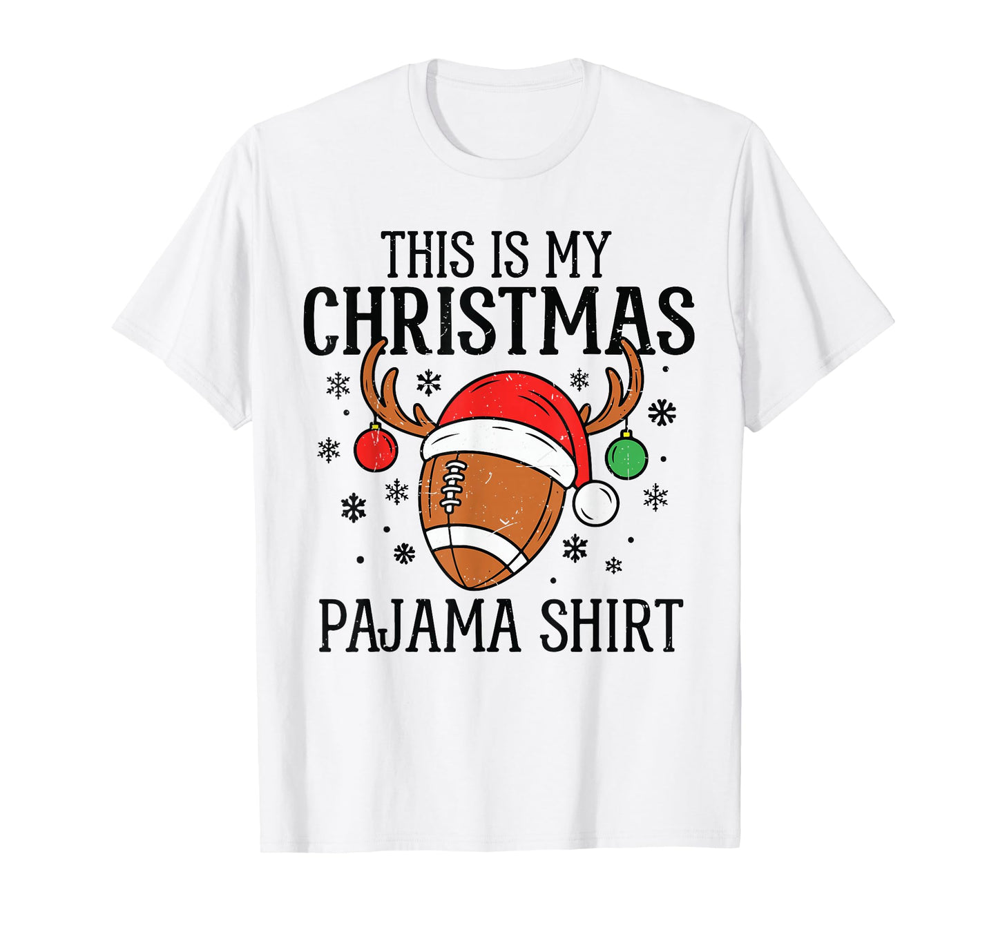 Christmas Football Pajama Shirt Santa Claus Matching Family T-Shirt
