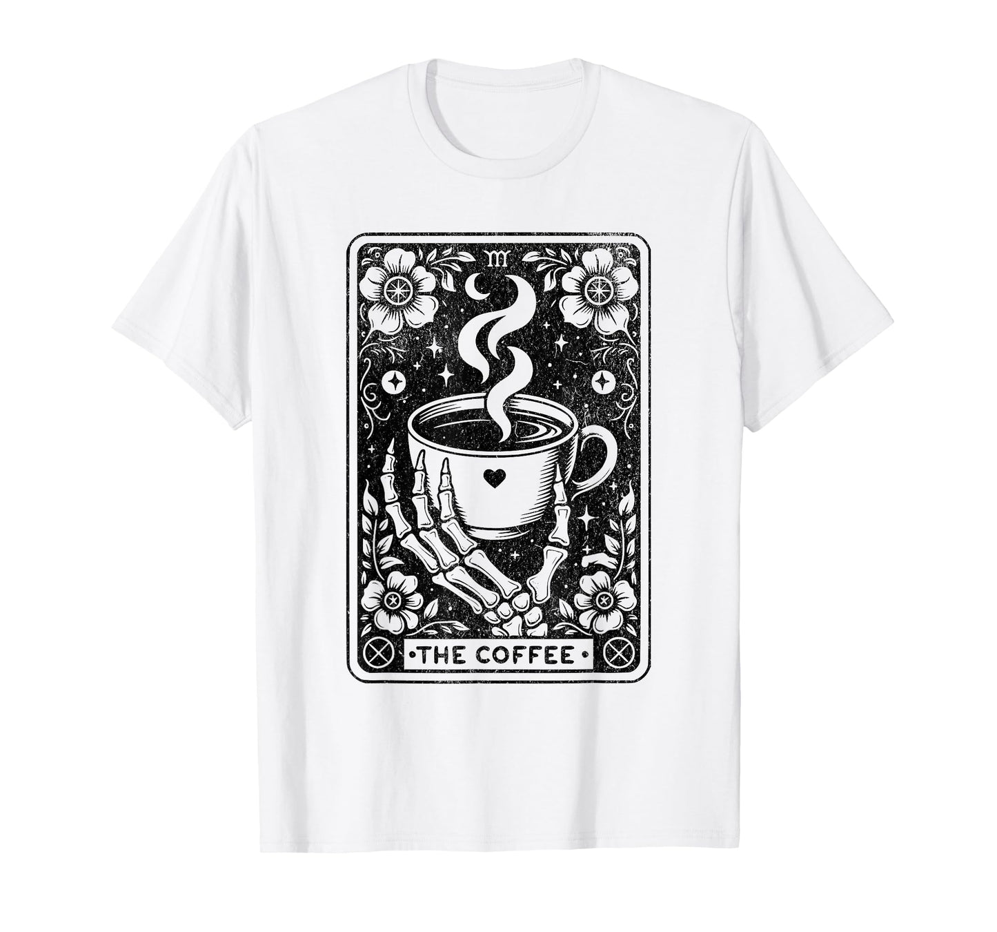 The Coffee Tarot Cards Skeleton Coffee Gifts Tarot Card T-Shirt