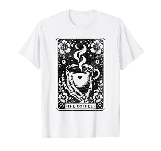 The Coffee Tarot Cards Skeleton Coffee Gifts Tarot Card T-Shirt