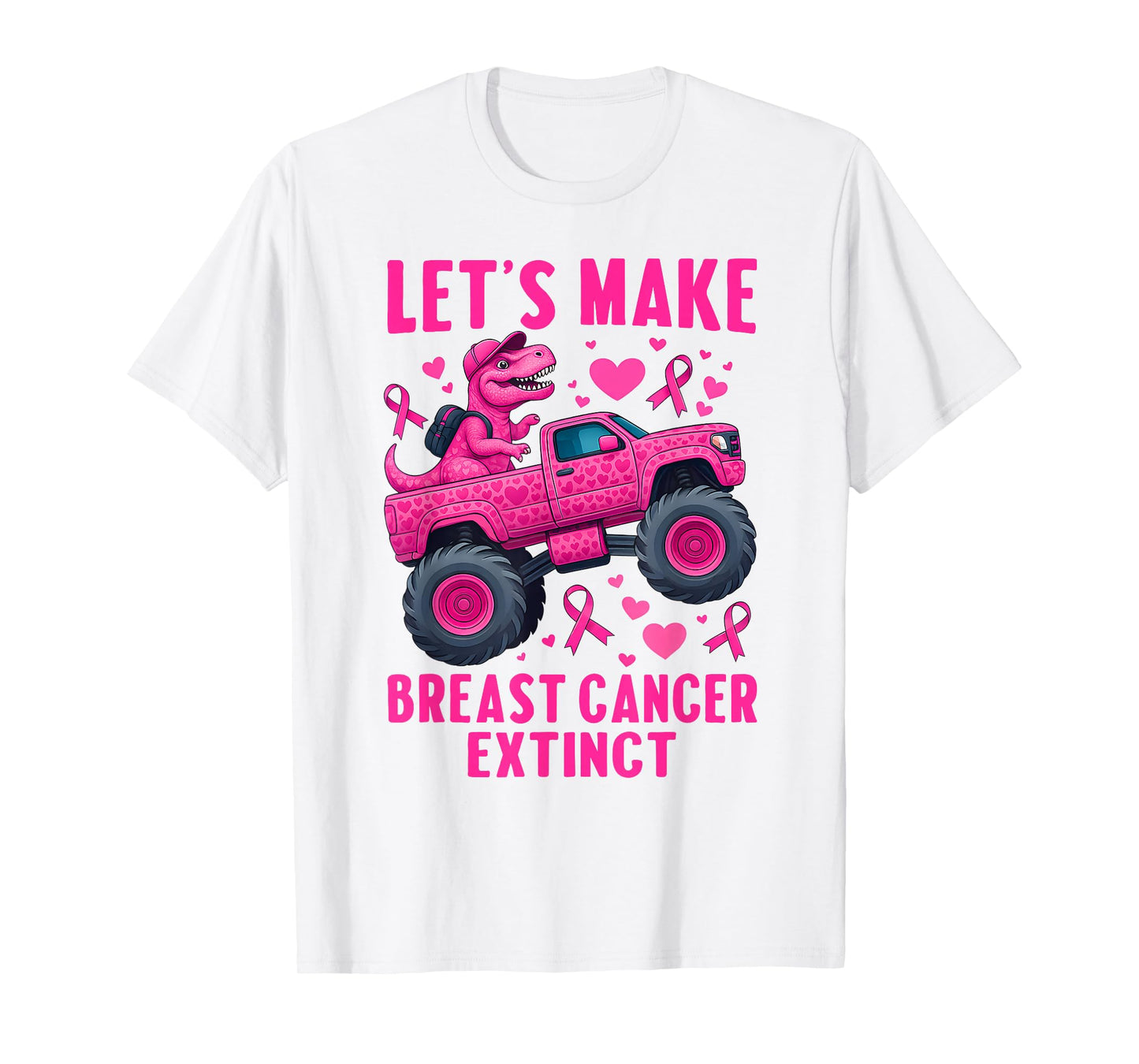 Lets Make Breast Cancer Extinct Pink Dinosaur Kids Boys Girl T-Shirt