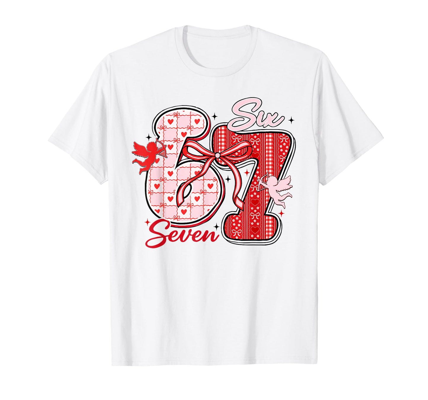 Six Seven Meme 67 Coquette Bow Valentines Women Girls Kids T-Shirt