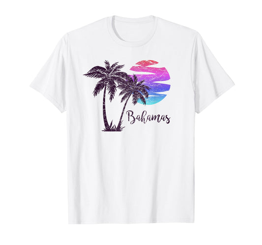 Bahamas Beach Vacation Souvenir Retro Vintage Sunset Graphic Men Women Girls Kids T-Shirt