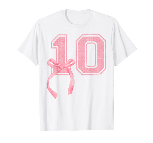 Birthday Girl Pink Coquette Bow 10 Year Old Aesthetic Girly T-Shirt