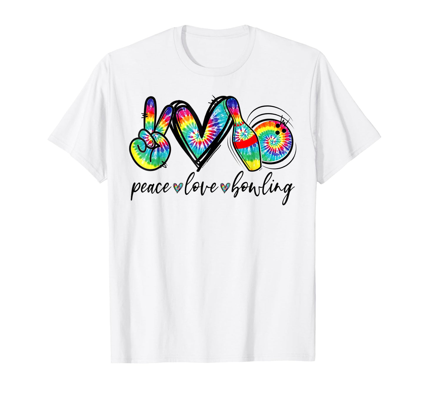 Peace Love Bowling Tie Dye Funny Bowling Lovers T-Shirt