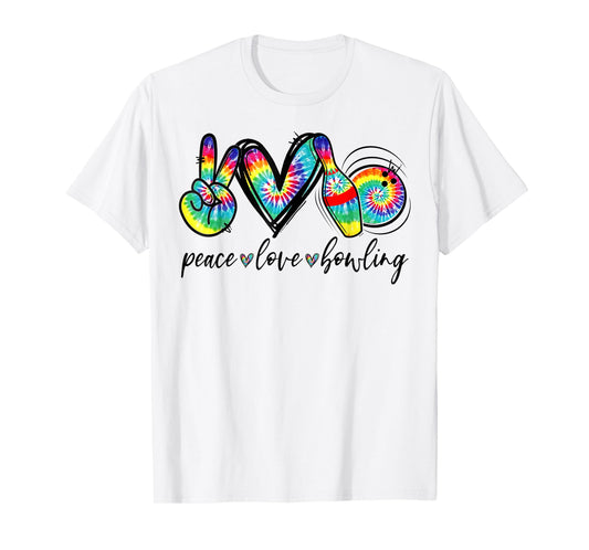 Peace Love Bowling Tie Dye Funny Bowling Lovers T-Shirt