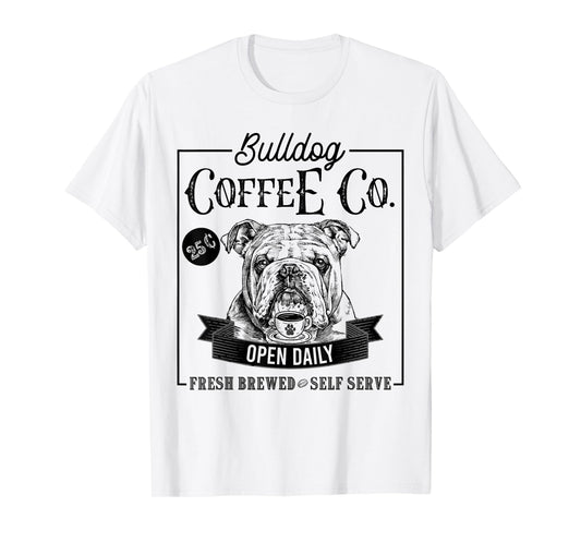 Retro English Bulldog Coffee Funny Dog Mom Coffee Lover T-Shirt