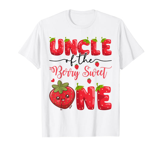 Uncle Of The Berry Sweet One Strawberry First Birthday T-Shirt