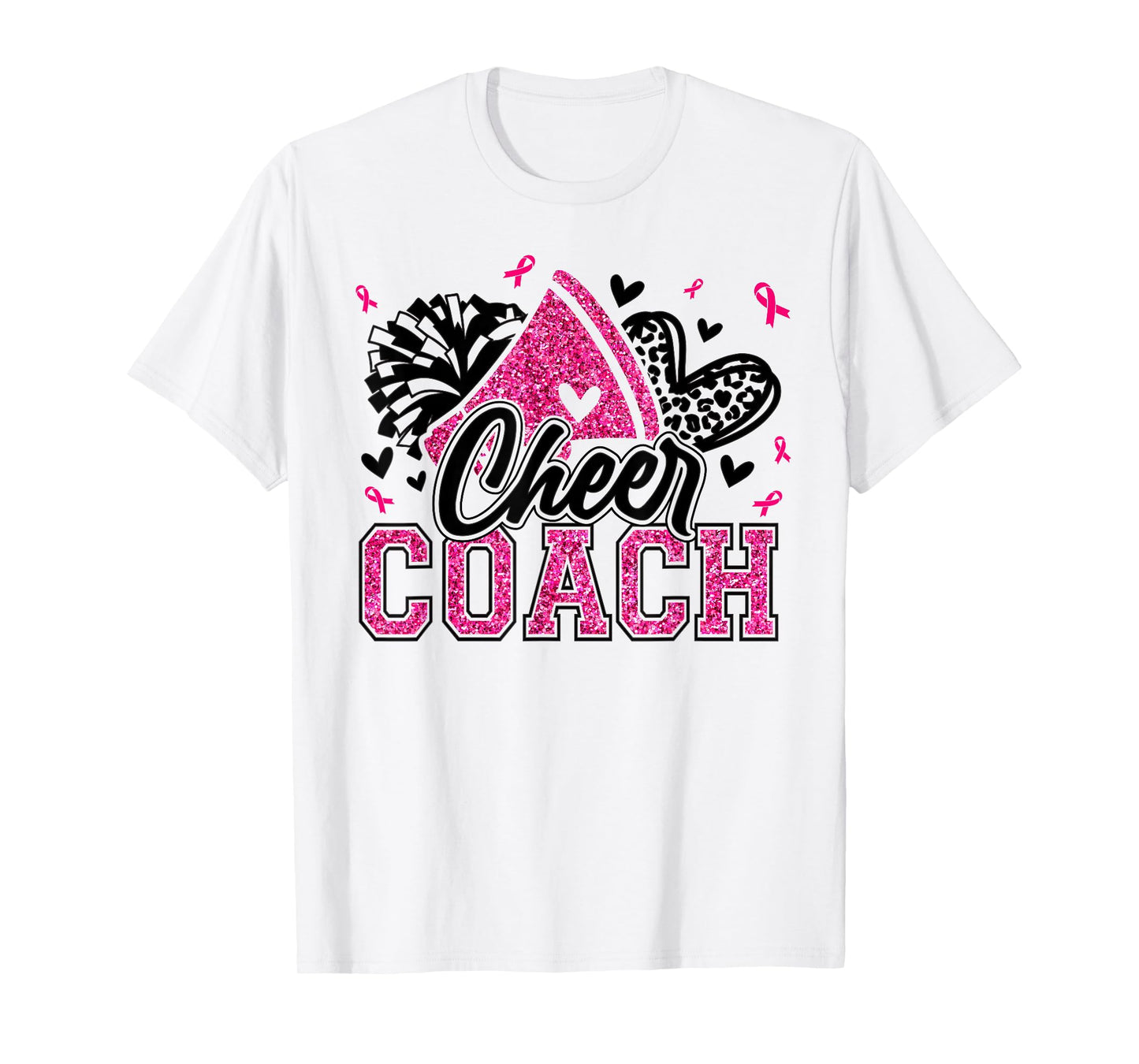 Football Cheer Coach Pink Ribbon Breast Cancer Awareness T-Shirt